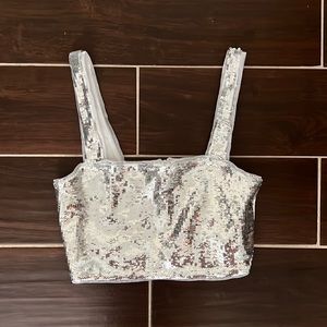 Silver Sequins ASOS Cropped Top - US 2/UK 6/EU 34